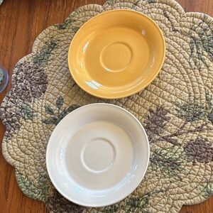 Nancy Calhoun Elegant Yellow and Cream saucers